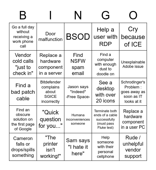 Sage Bingo Card