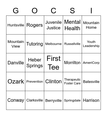 GO CSI Bingo Card
