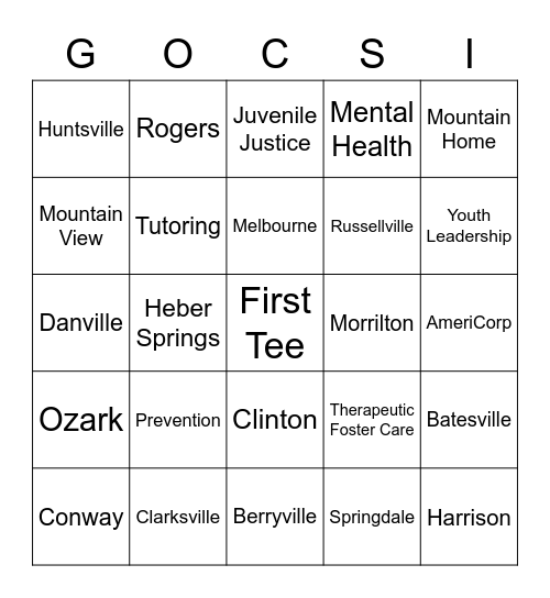 GO CSI Bingo Card