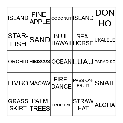 ALOHA BINGO Card