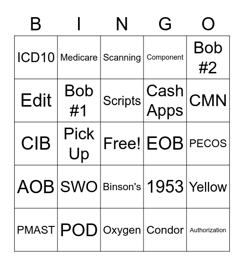 Business Office Bingo Card