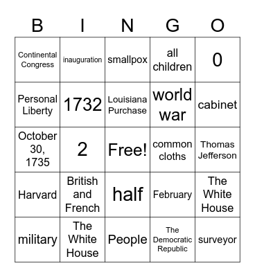 President Bingo Card