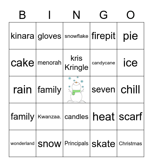 Winter Fun Bingo Card