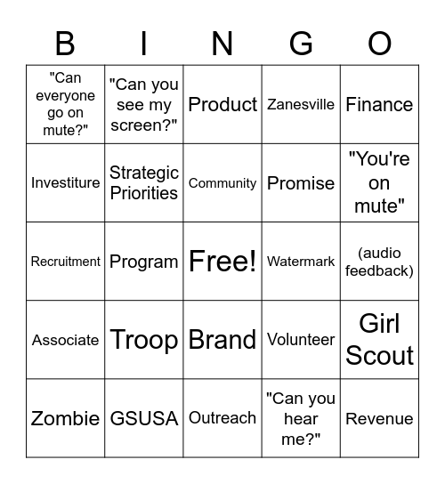 GSOH ZOOM MEETING Bingo Card