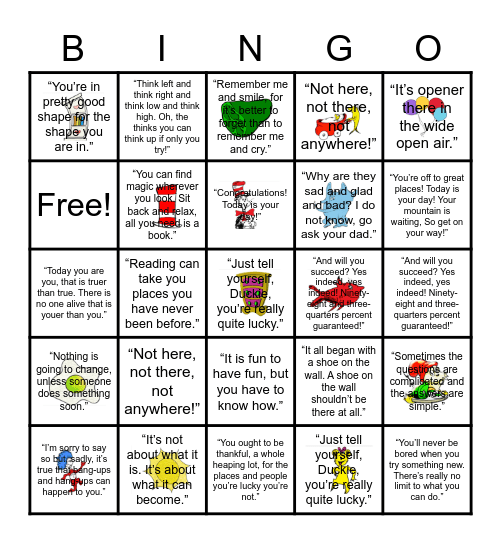 Dr. Seuss Bingo Card