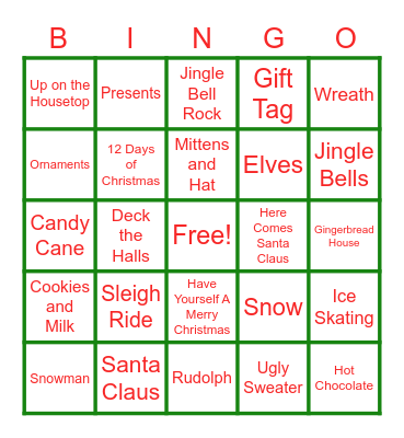 Holiday BINGO Card