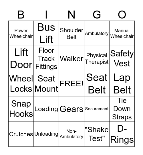 METRO TRANSPORTATION Monitor Bingo Card