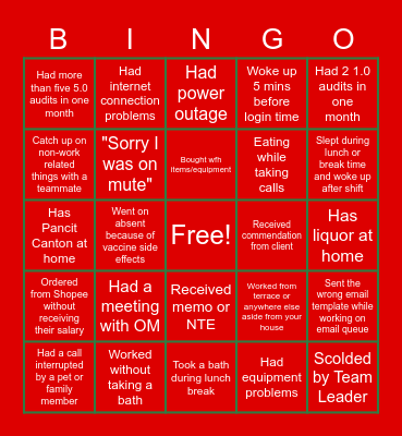 Legacy Year-End Bingo Card