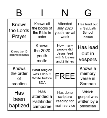 Human Bingo Card