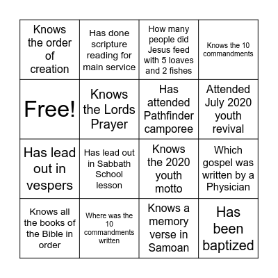 Human Bingo Card