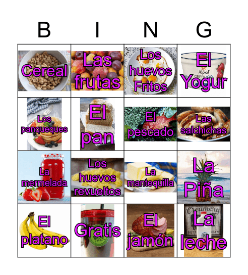 El Desayuno Bingo Card