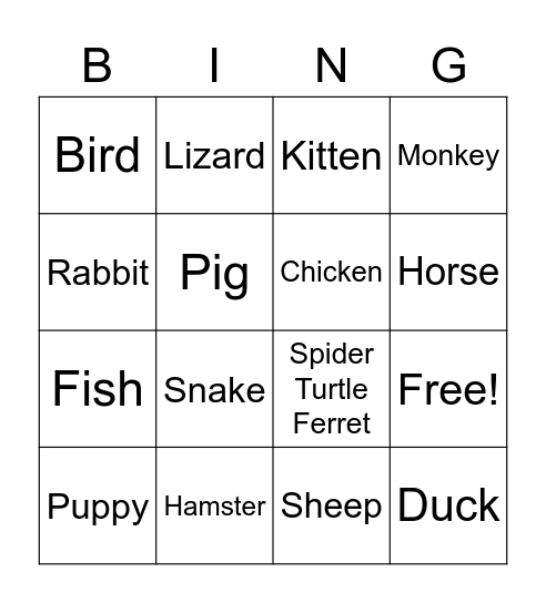 Fingerspelled Bingo Card