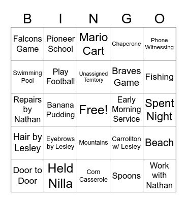 Paul Bingo Card