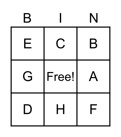 Alphabet Bingo Card