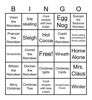 UAII Holiday Bingo Card