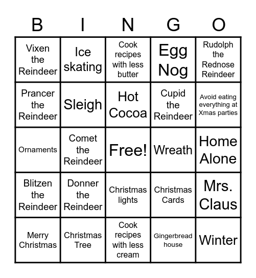 UAII Holiday Bingo Card