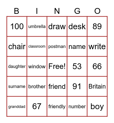 Bingo for smarties Bingo Card
