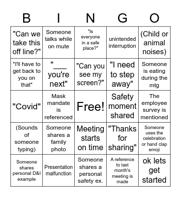 Distributed Energy Group Bingo Card