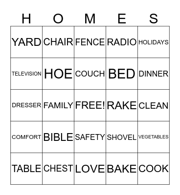 HOMEMAKER BINGO Card