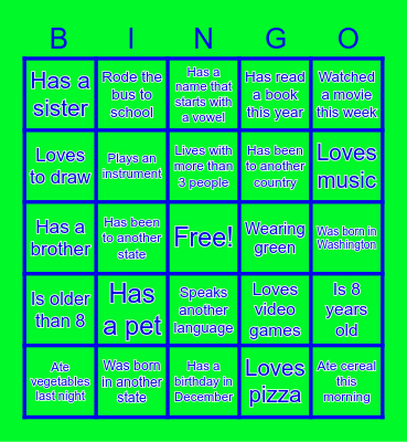 Getting to Know You Bingo Card
