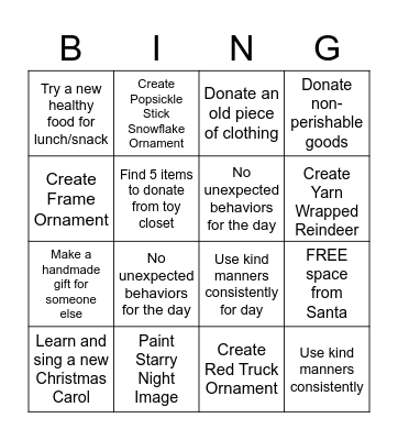 Winter Bingo Card