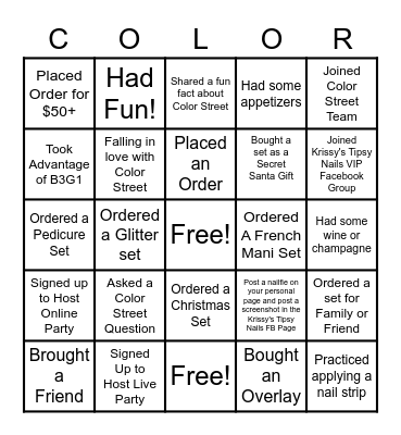 Color Street Bingo Card