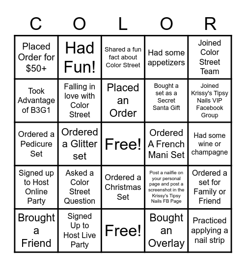 Color Street Bingo Card