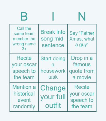 Present Pal 'Dare' Bingo (Gain points in secret, if no-one calls you out then you get a point!) Bingo Card