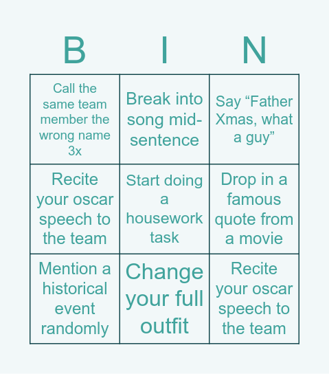 Present Pal 'Dare' Bingo (Gain points in secret, if no-one calls you out then you get a point!) Bingo Card