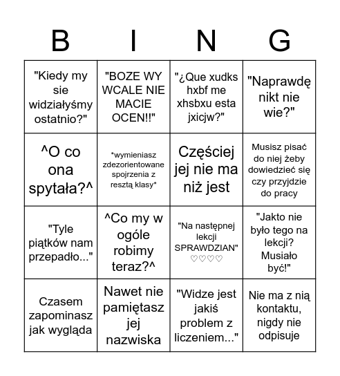 Nowa señorita Bingo Card