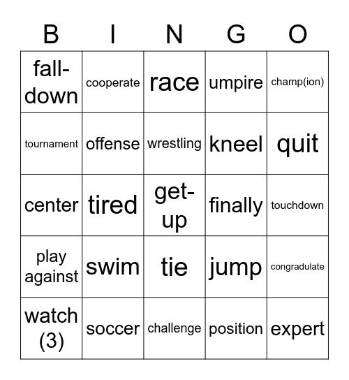 We Are The Champs List 5 Bingo Card