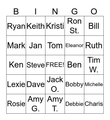 Davisville Staff  Bingo Card