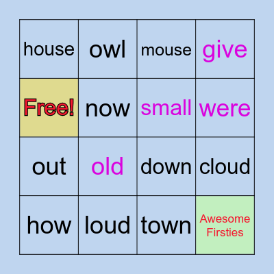 Week 14: ou & ow spelling & Sight words Bingo Card