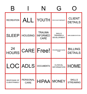 BAKARI BEHAVIORAL HEALTH, INC. Bingo Card