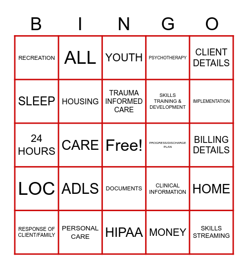 BAKARI BEHAVIORAL HEALTH, INC. Bingo Card