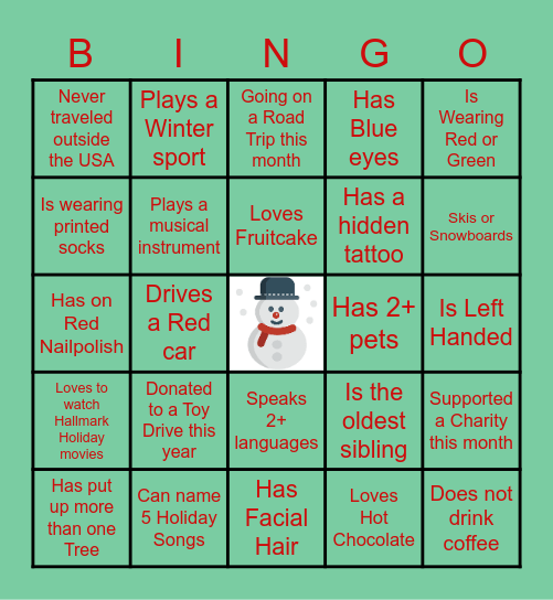 FIOD - Get to Know You! Bingo Card