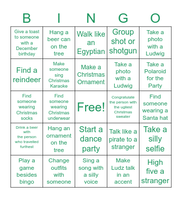 Christmas Party Bingo Card