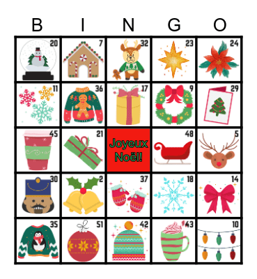 Bingo de Noël Bingo Card