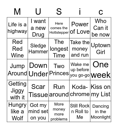 Round ONE Bingo Card