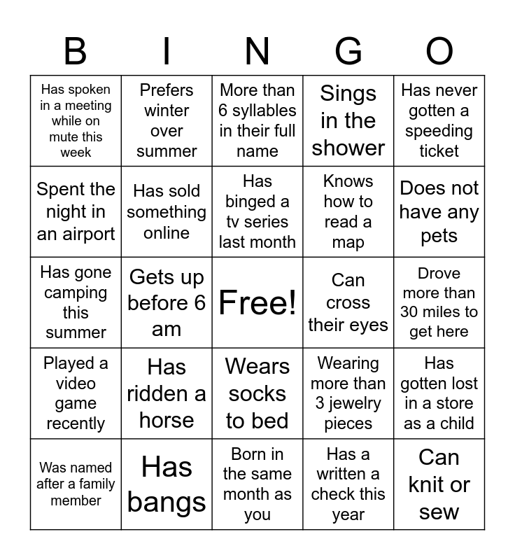 getting to know you bingo search