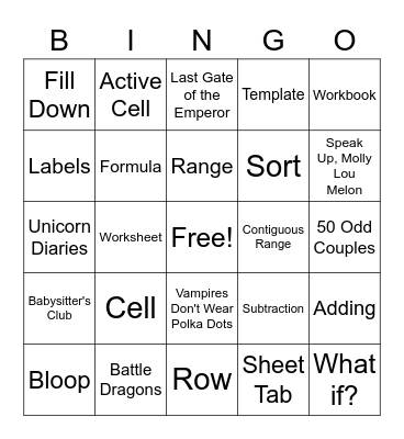 Microsoft Excel Bingo Card