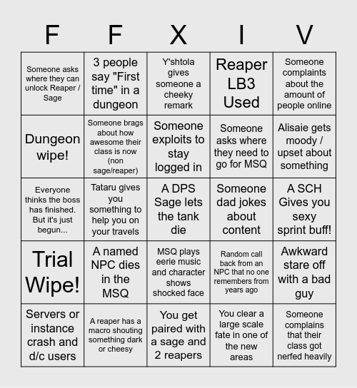 Endwalker Bingo Card