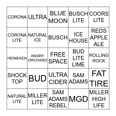 BEER BINGO Card