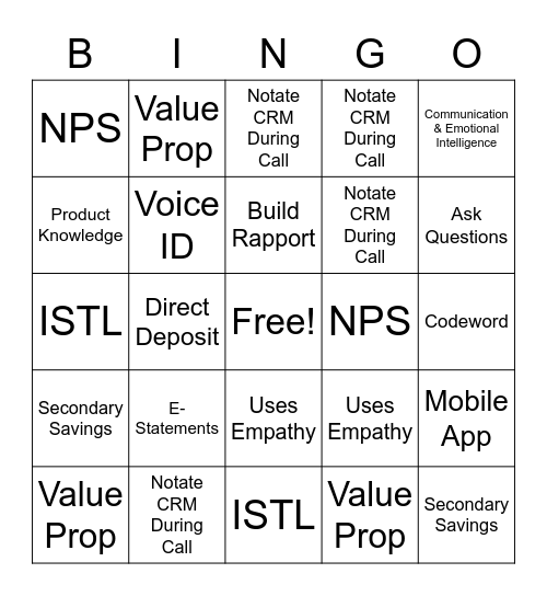 Team Eagles-Teri Bingo Card