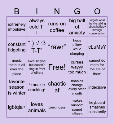 Spencer Bingo :3 Bingo Card