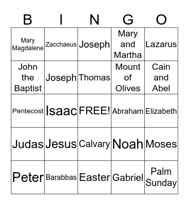 Religion Bingo Card