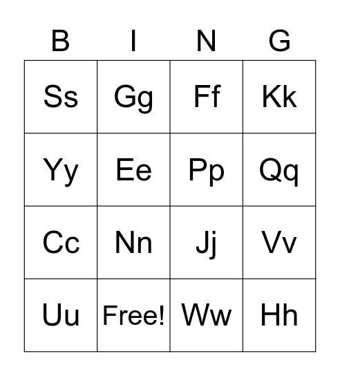 Abecedario Bingo Card