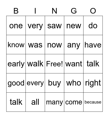 Fun Friday Bingo Card