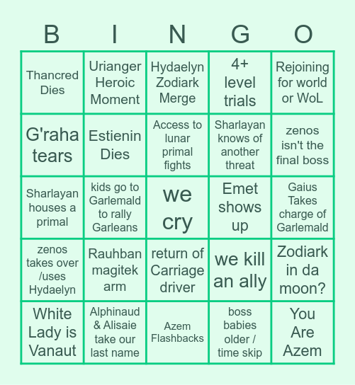 E n d w a l k e r Bingo Card