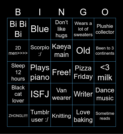 Sara Bingo :) Bingo Card